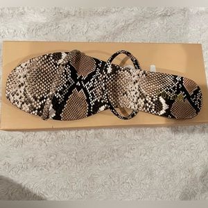 Miss Lola faux snake skin flat sandal. Brand new never worn.